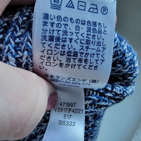 Lands’ End Men’s Drifter Sweater Blue Marled Cotton Knit Crewneck M Preppy - Picture 6 of 9